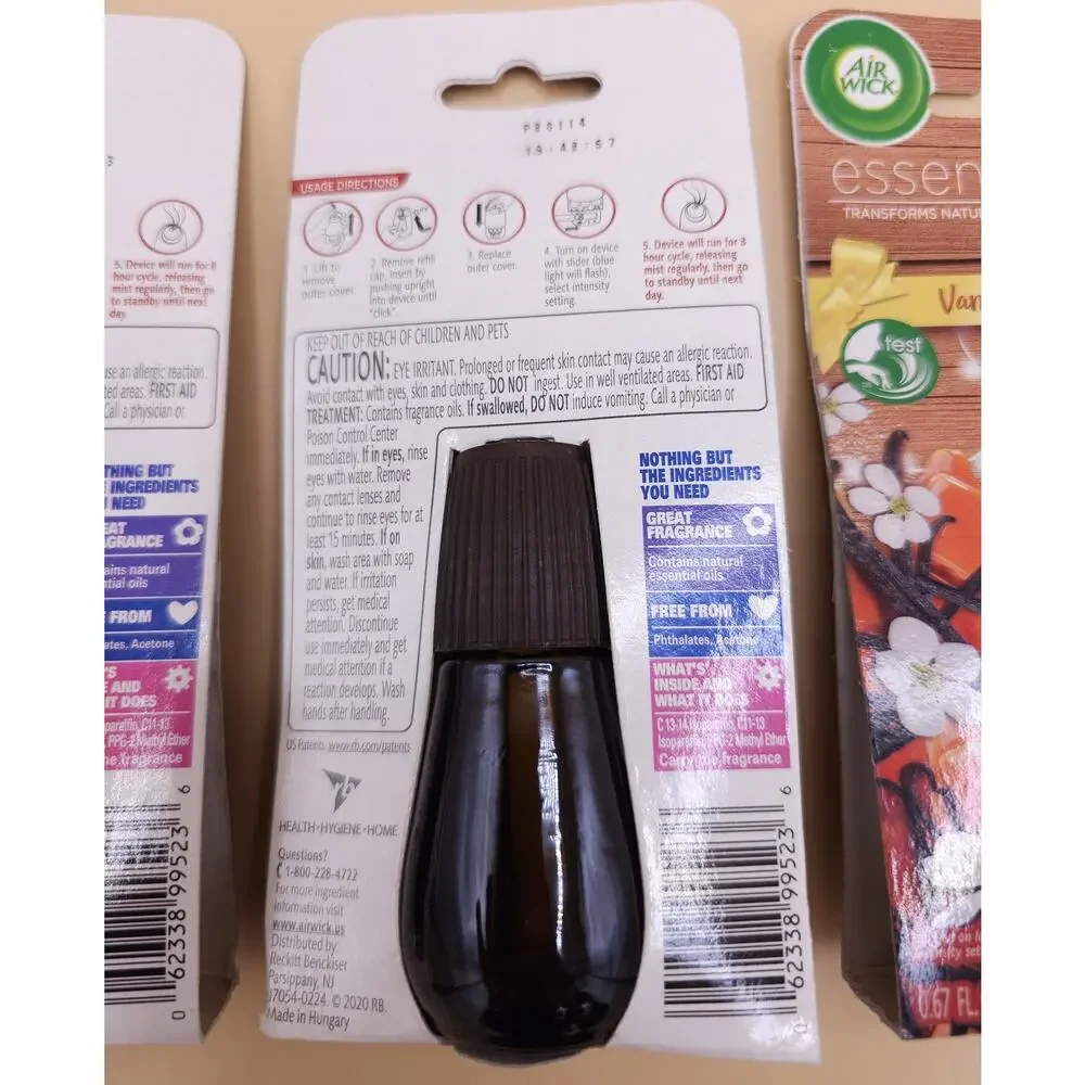 (4) Air Wick Essential Mist Vanilla Caramel Refills 0.67oz/20mL Limited Edition